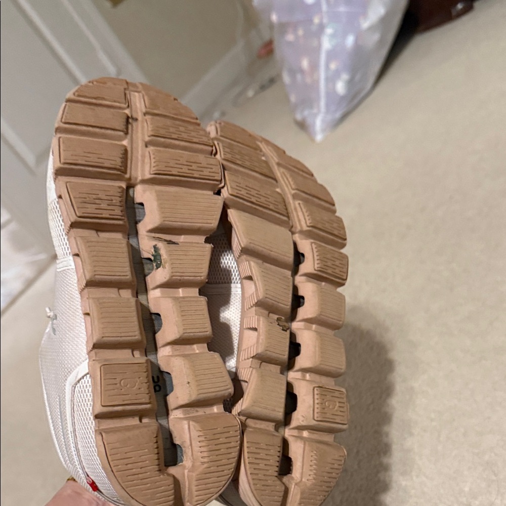 On Women's Athletic Shoes in Cream and Tan - Picture 5 of 6